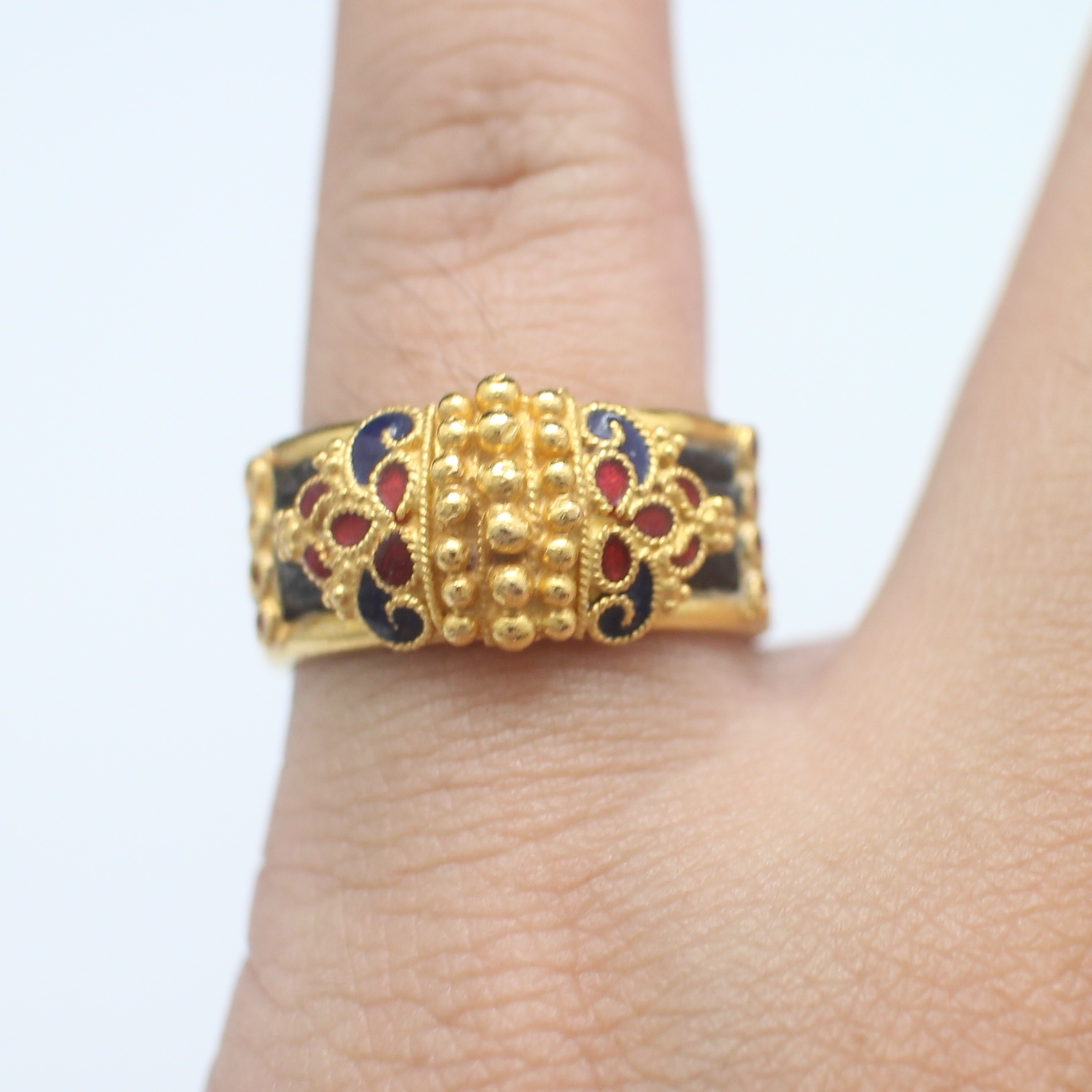 RG250171 แหวนหางช้างทองลงยา ทองแท้ 90% นน.รวม 8.3 กรัม ขนาดแหวน 60