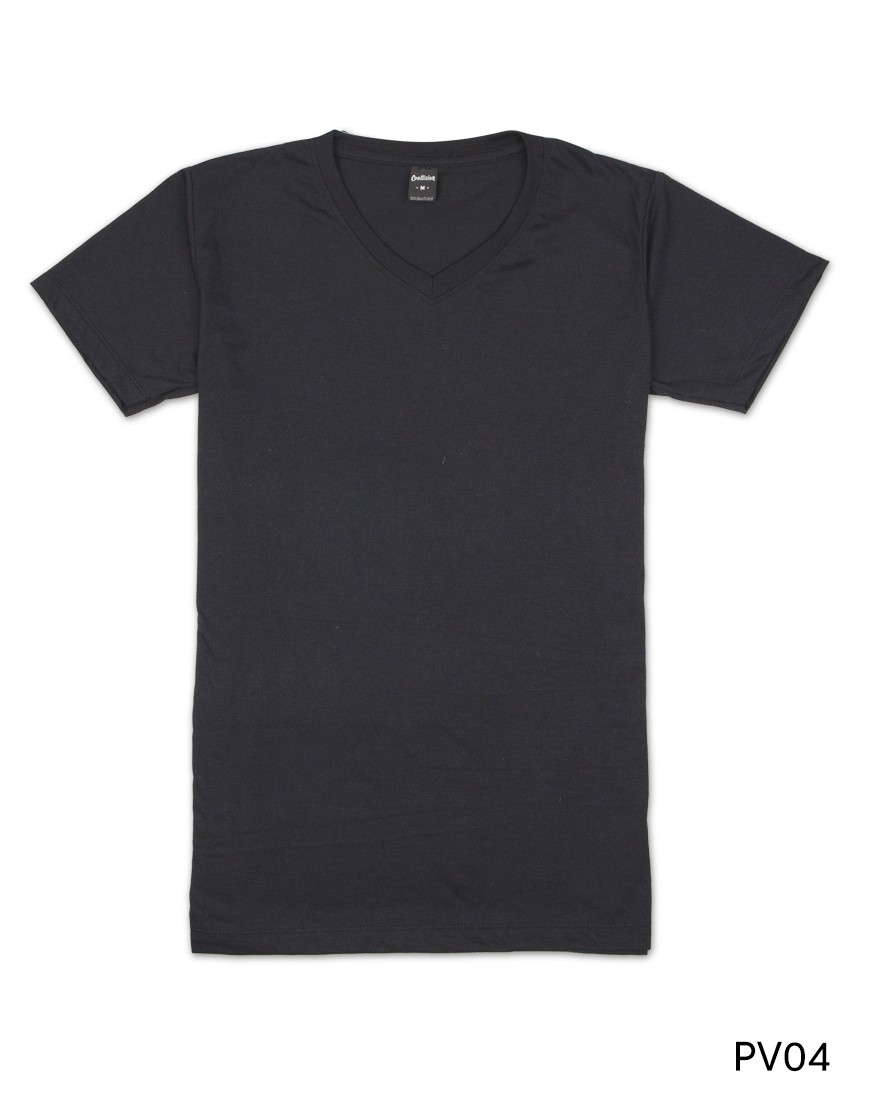 เสื้อยืดคอวีเรียบ Pv04 สีดำ