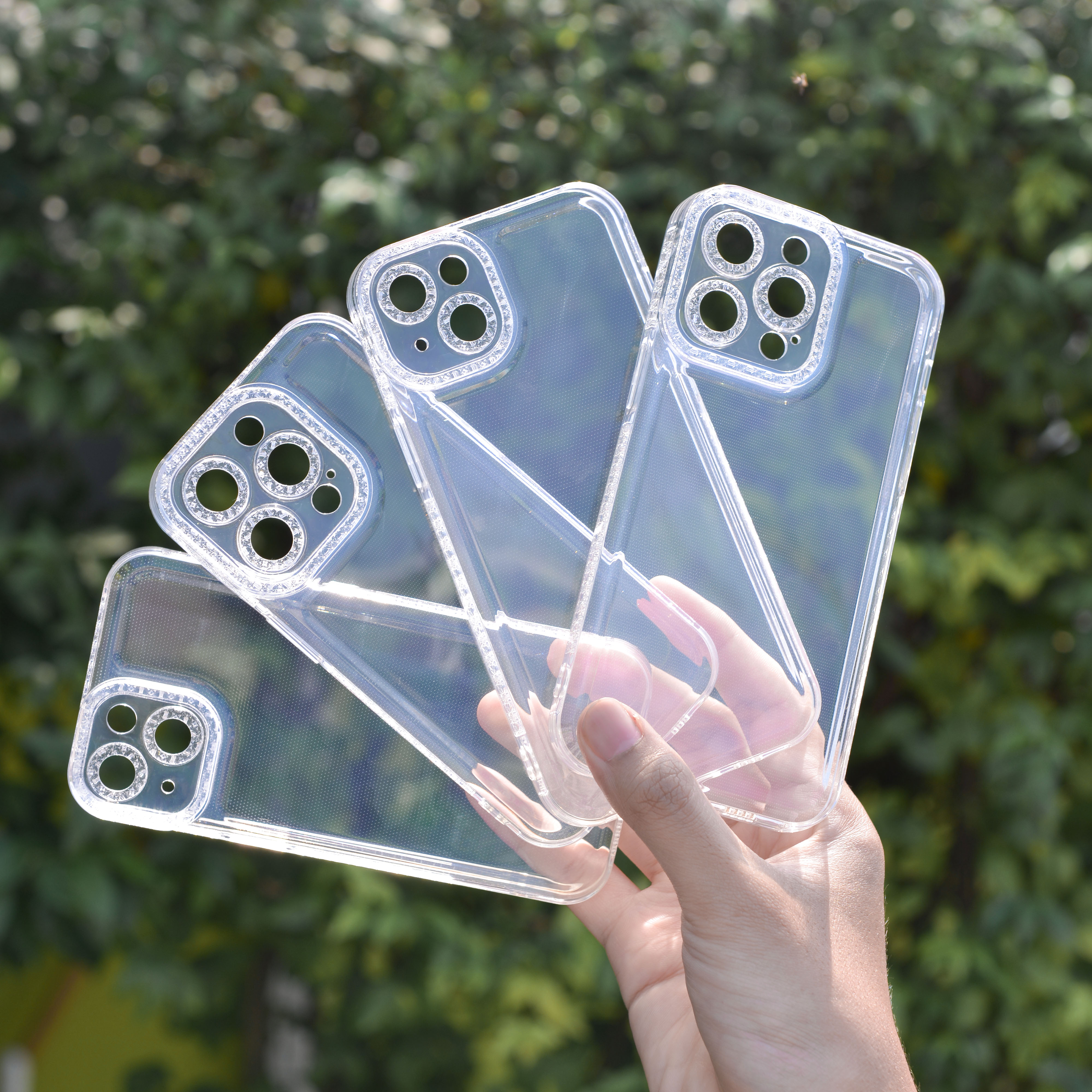 เคสโทรศัพท์ iPhone เคสใสกลิตเตอร์ ขอบกลิตเตอร์เพชร ครอบเลนส์กล้องกันกระแทก สำหรับ14/14 Pro/14 Plus/14 ProMax/11