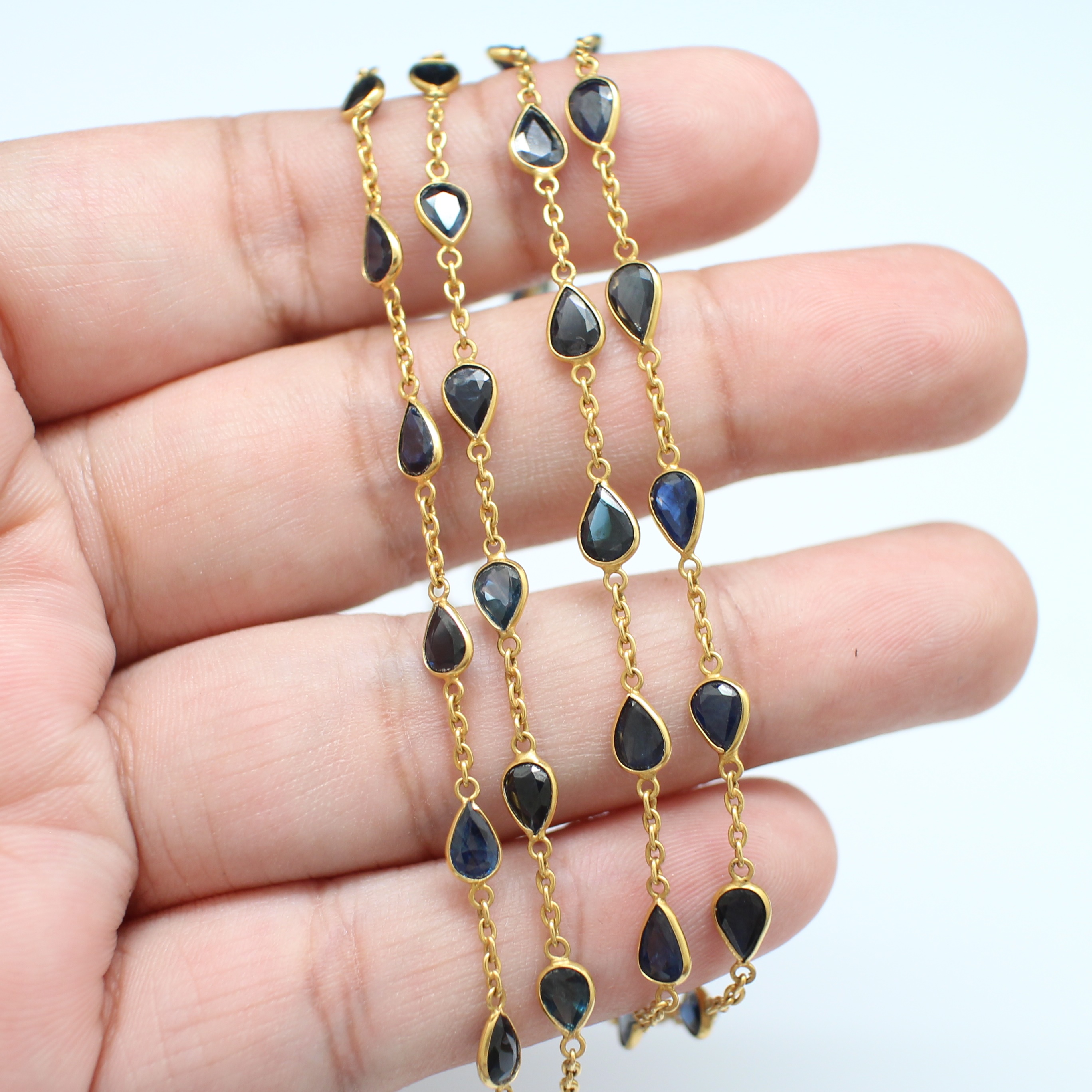 NL25160 สร้อยคอไพลินรอบเส้น ทองแท้ 90% นน.รวม 8.8 กรัม ยาว 28 นิ้ว