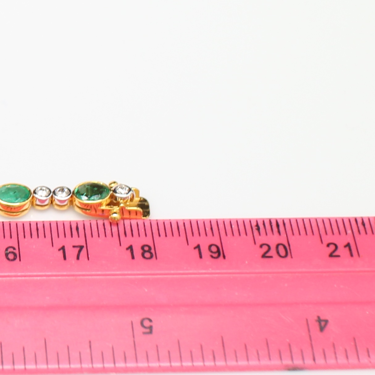 BL25057 สร้อยข้อมือมรกตคั่นเพชร เพชรแท้ 29 เม็ด 1.45 กะรัต ทองแท้ 9k นน.รวม 9.3 กรัม ยาว 18 ซม. มรกตสวย เพชรไฟดี