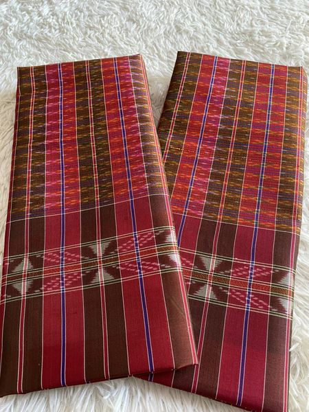 ผ้าขาวม้า มัดหมี่ ขนาด 65x200ซม. ลายโฮล พื้นสีแดง รหัส R4C-RT0712661