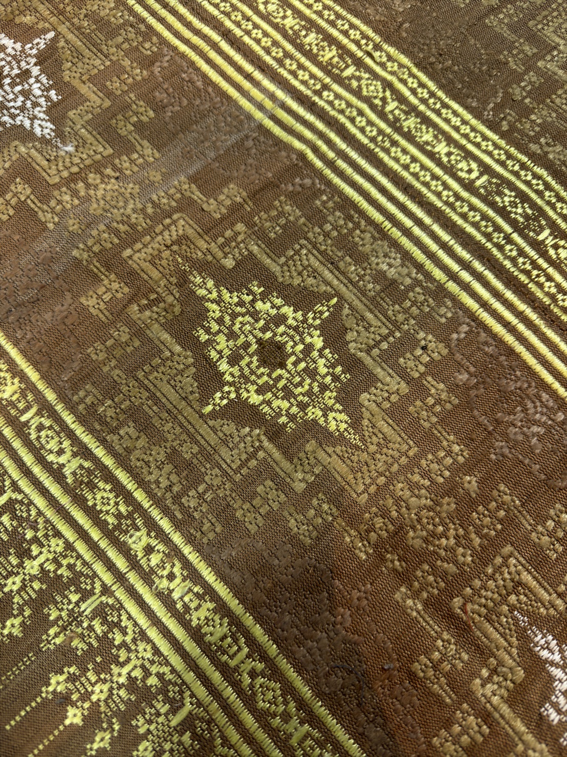 ซิ่นขิดไหม ต่อหัว ขนาด1x2เมตร สีน้ำตาลทอง รหัส R4F-155-1246814