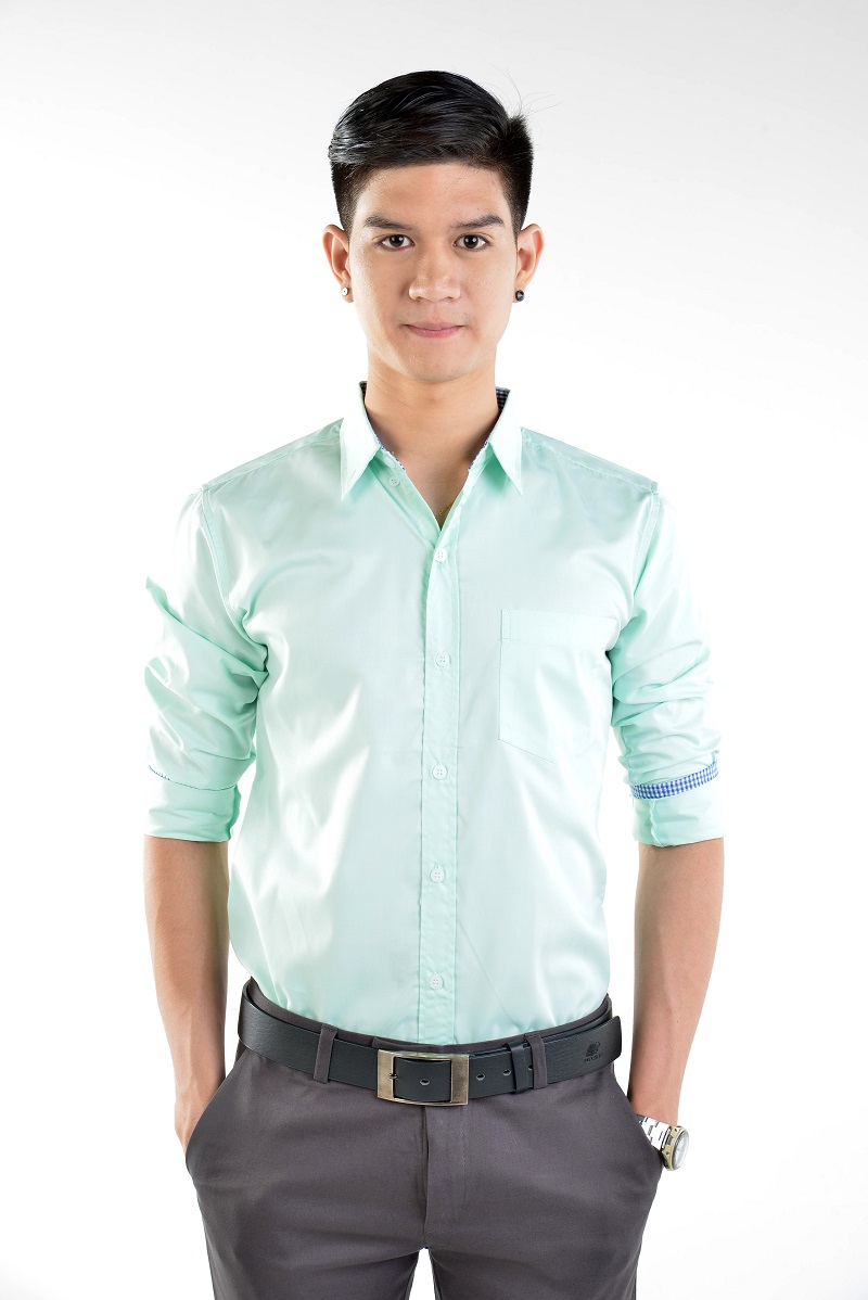 เสื้อเชิ้ตผู้ชายสีเขียวมินท์ S-022