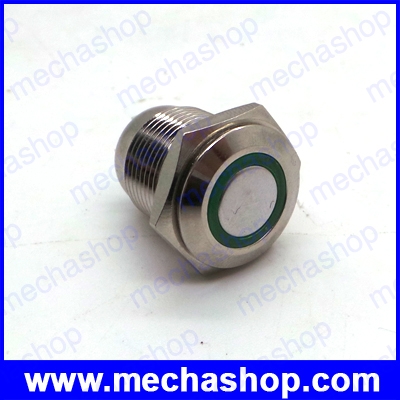 สวิทซ์กดเปิดกดปิด มีไฟ LED วงแหวนสีเขียว 36V 16mm Flat round latching switch ring lamp waterproof IP67 Model 1662