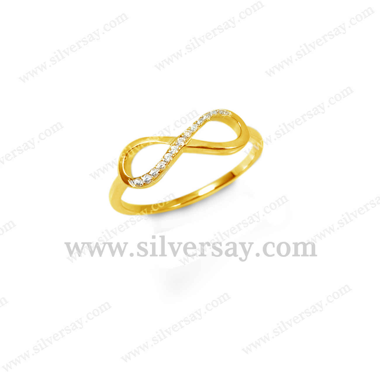 แหวนอินฟินิตี้ Infinity ฝังเพชรสวิสไมโครแถว/สีทองคำ22k