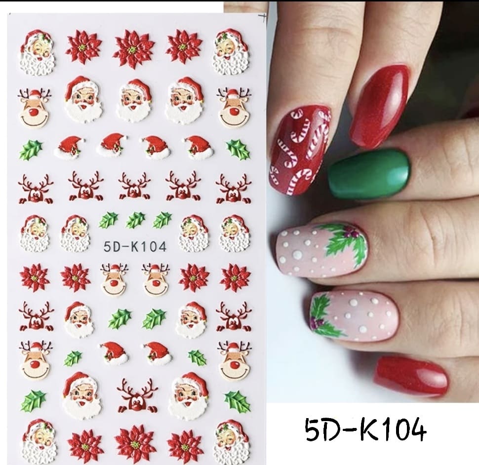 สติ๊กเกอร์แต่งเล็บ สติ๊กเกอร์ติดเล็บ สติ๊กเกอร์5D ต้อนรับวันคริสต์มาส นูน สวย สมจริง!!