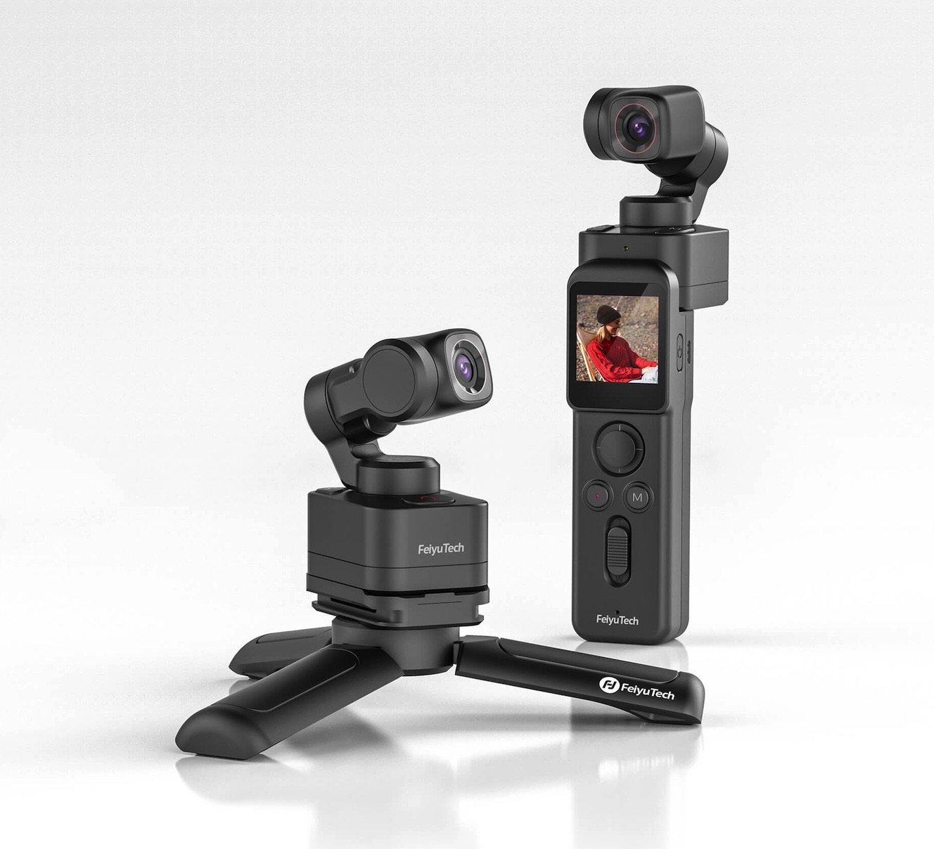 Feiyu Pocket 3 Combo:Remote Handle&Camera - Gimbal with 4K Camera 3 Axis Stabilizer,Cordless Detachable Designed,Magnetic,AI Tracking,for Car/Travel/Pets,YouTube Portable Video Pocket Camera