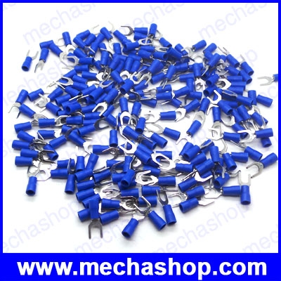 หางปลาขั้วต่อสายไฟ หางปลายแฉกแบบหุ้มฉนวนสีน้ำเงิน SV1.25-5S, SVS2-3.5, SVS2-4, SVM2-4, SVS2-5, SVL2-5 Wire Connector 16-14AWG, 22-16AWG