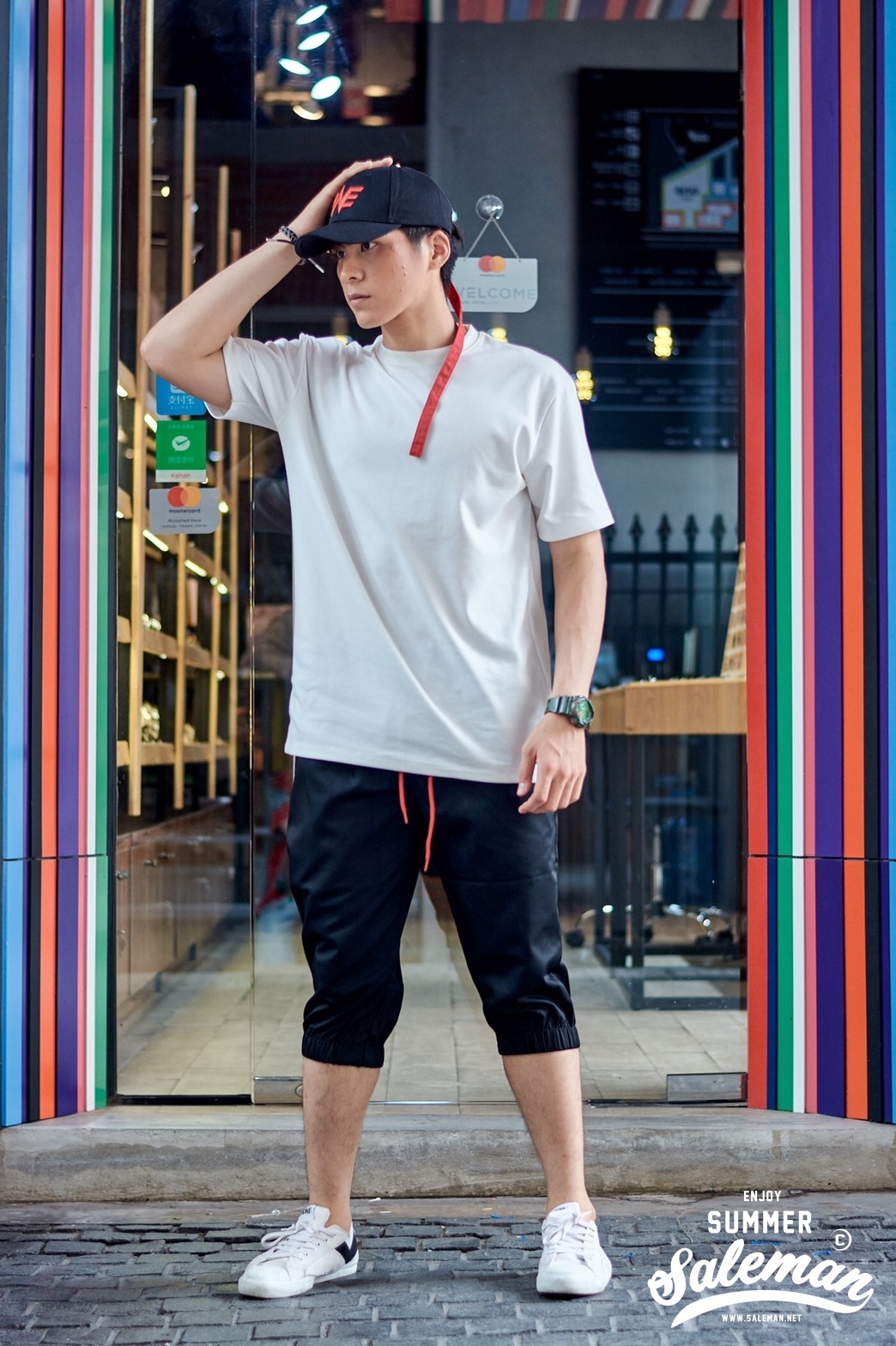 กางเกงขาสามส่วนCOTTON รหัส SS 315 RB สีดำ