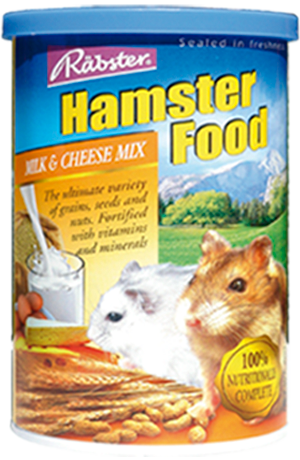อาหารหนูแฮมสเตอร์ทุกพันธุ์ ยี่ห้อ Rabster สูตรผสมนมและชีส - ขนาด 500 กรัม