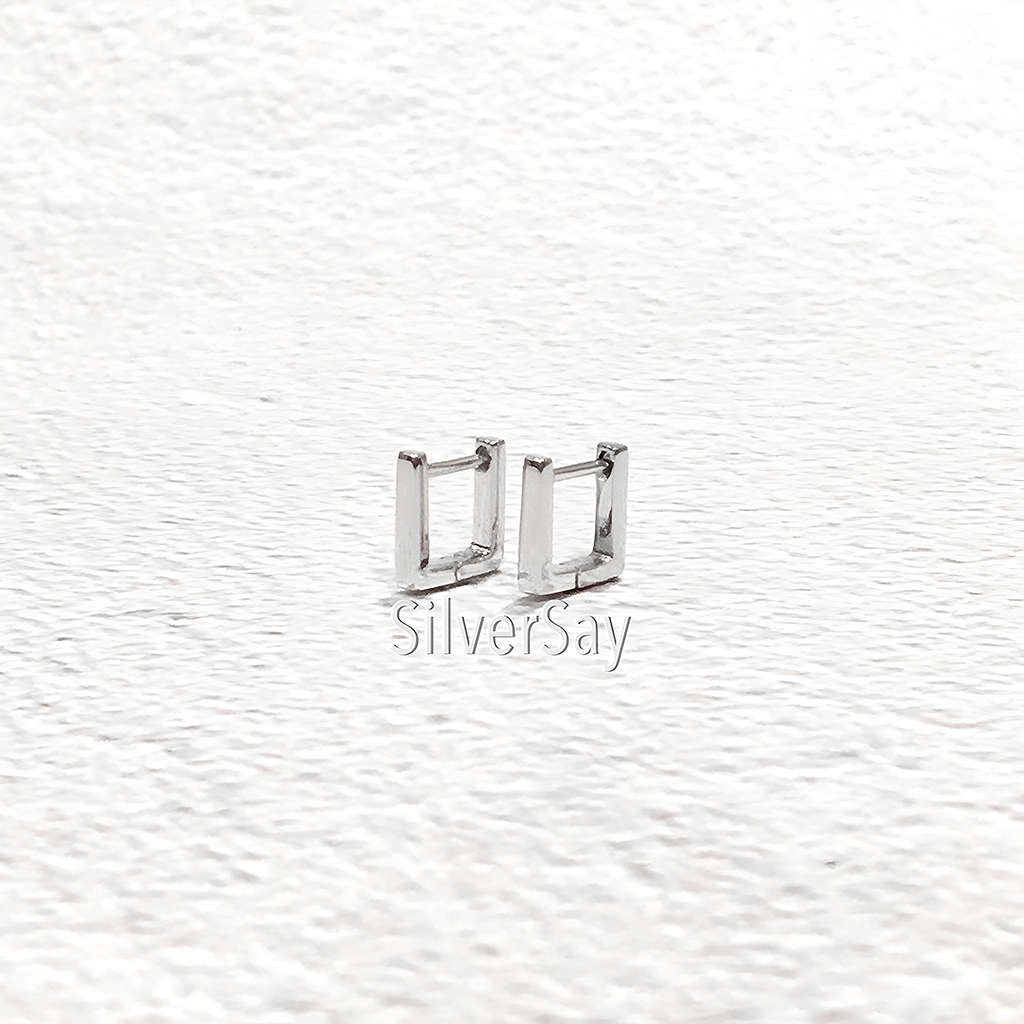 ต่างหูห่วงทรงสี่เหลี่ยม วงใน 6x7 มม./สีทองชมพู
