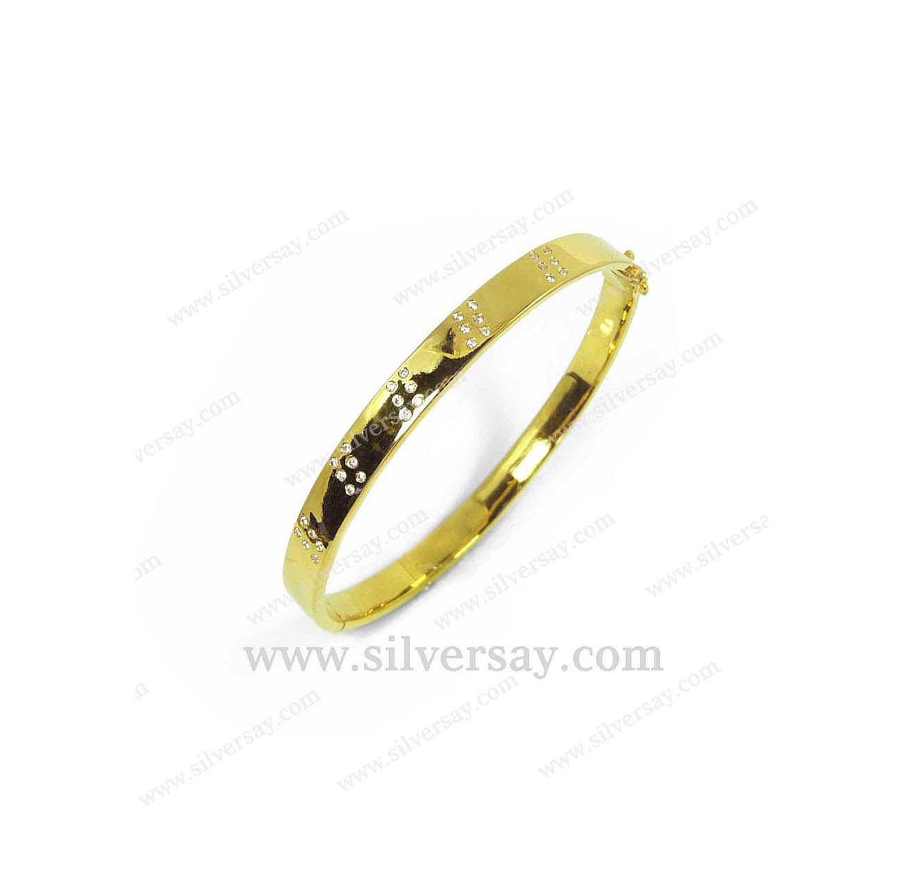 กำไลทองคำแท้ 18k -Yellow gold ฝังเพชรแท้/ล็อคปิด-เปิดได้