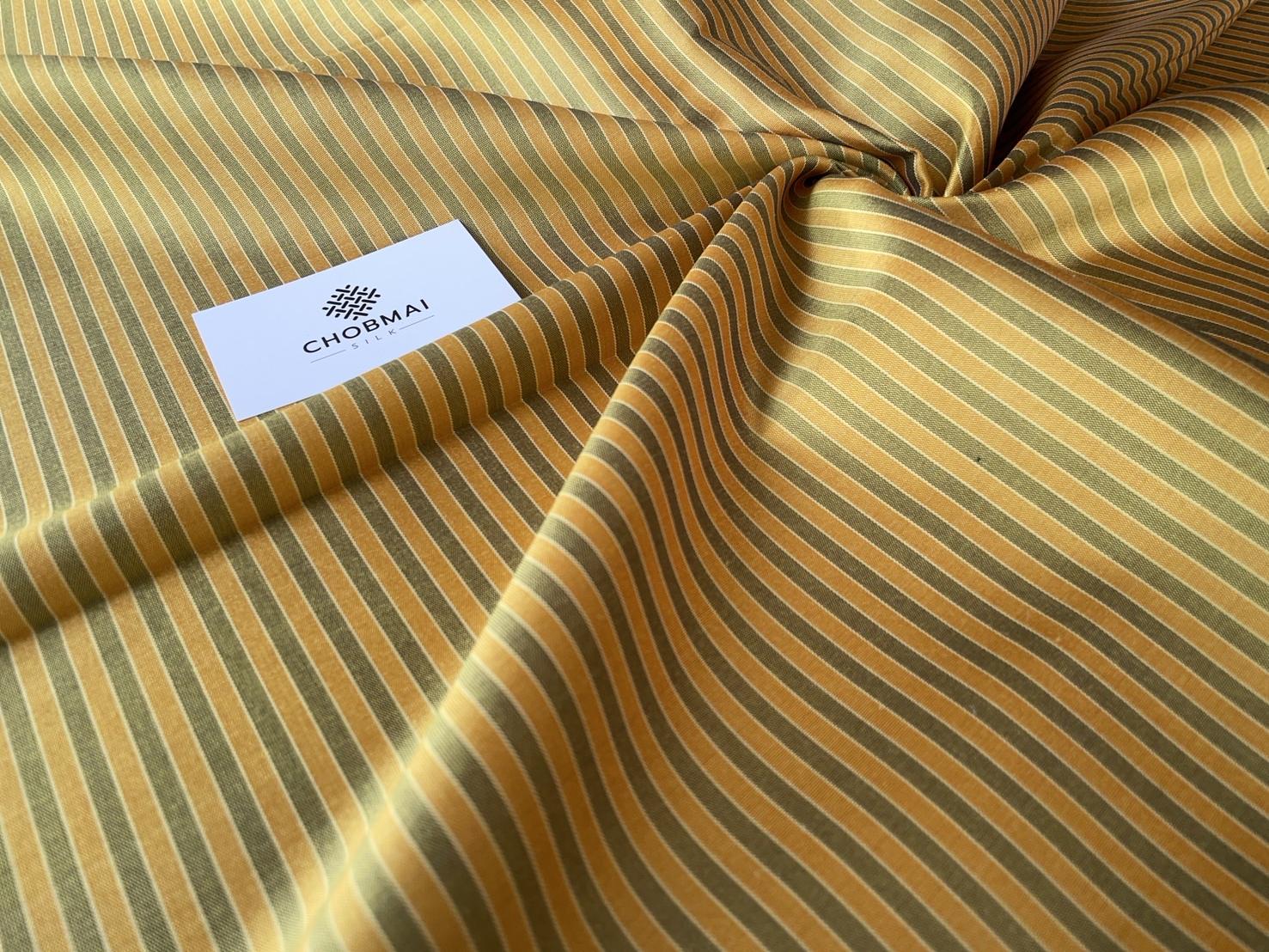 ผ้าไหม ลายริ้ว ไหมแท้ multicolor สีเหลืองทอง (ราคาต่อเมตร) รหัส MC-76-P4516