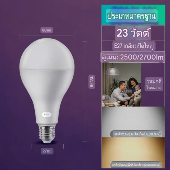 Philipsซีรีส์ประหยัด23วัตต์ จำนวนบรรจุ 12 ดวง / ลัง