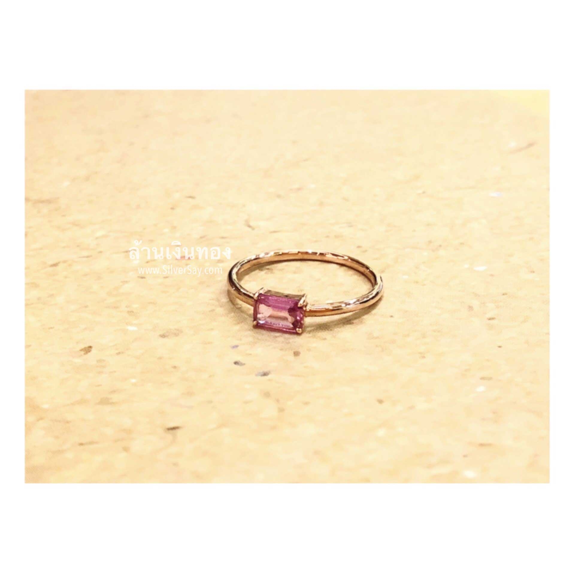 แหวนโรสโกลด์ ฝังพลอยแท้สีชมพูพิ้งค์แซฟไฟร์ ผลิตจากทองชมพูแท้ 18k-Rose gold