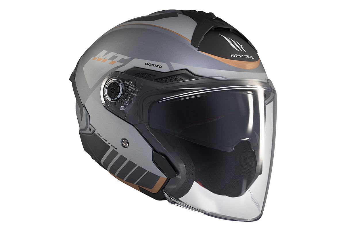 MT HELMETS - รุ่น COSMO SV (ECE 22.06) Cruiser Matt grey เทา-ทอง *ใส่แบรนด์อื่นอยู่ ต้องเพิ่ม 1 ไซส์*