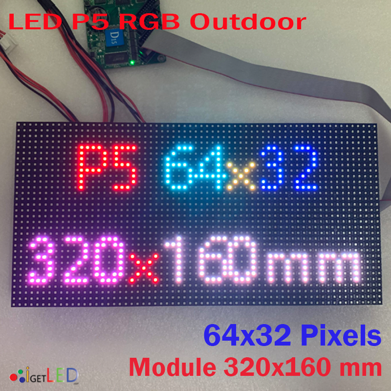 LED P5 OUTDOOR RGB โมดูลสีเต็มจอแสดงผล LED 64x32 พิกเซลแผง Dot Matrix จอแสดงผล P5 SMD RGB โมดูล