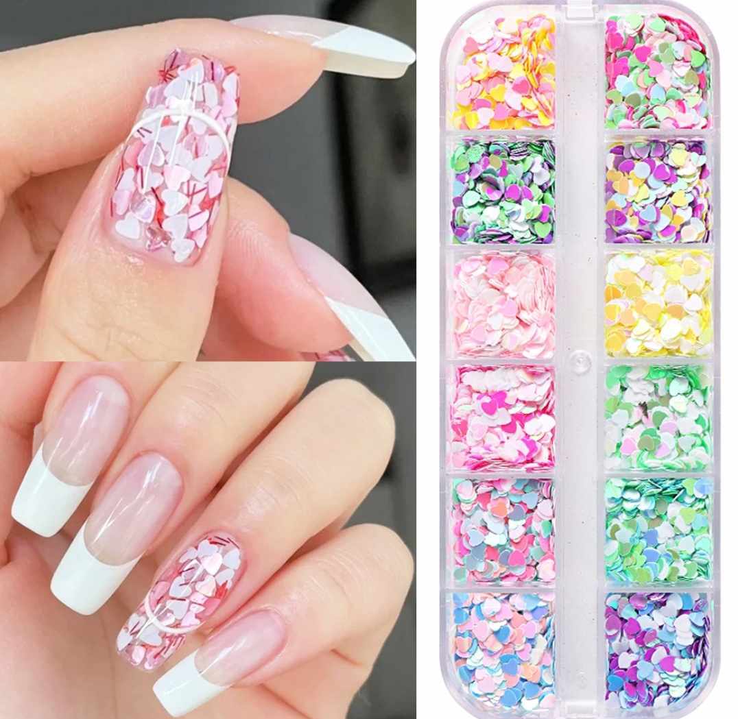 กลิตเตอร์แต่งเล็บ กลิตเตอร์รูปหัวใจ 12สี