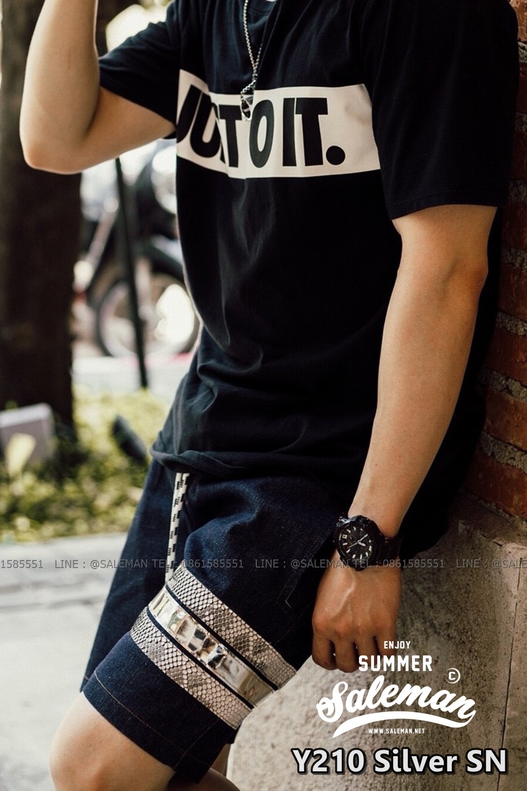 กางเกงขาสั้นยีนส์ Y210 Silver SN งูเงิน