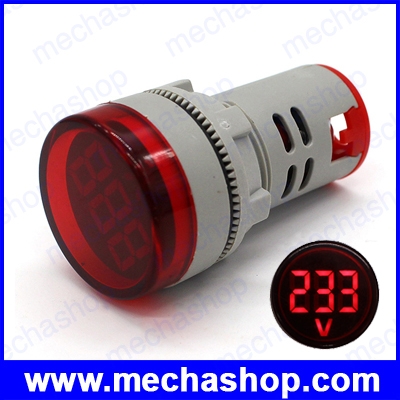 โวลท์มิเตอร์ มิเตอร์วัดแรงดัน AC 60V-500V LED Digital Display Voltmeter Indicator Light 22MM LED สีแดง