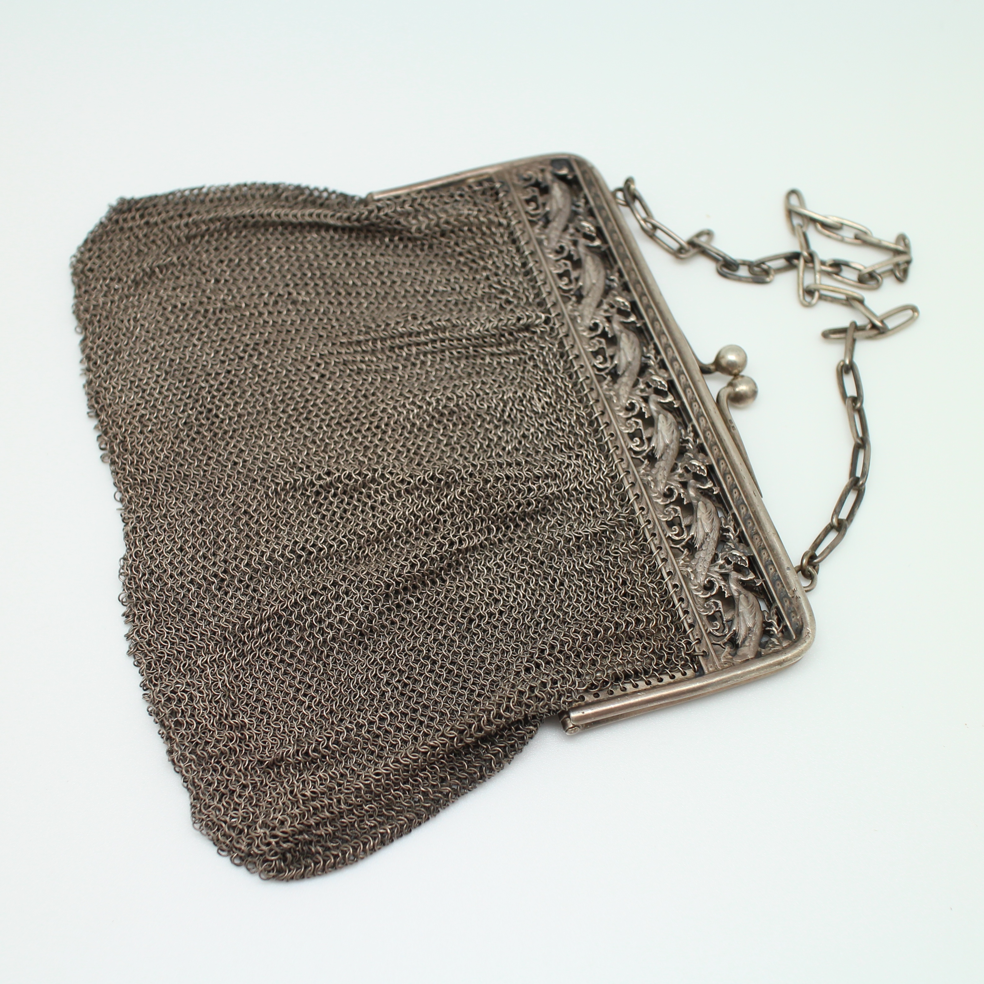 SI276 กระเป๋าเงินถักขอบนกยูง เงินแท้ 92.5% นน. 326.6 กรัม