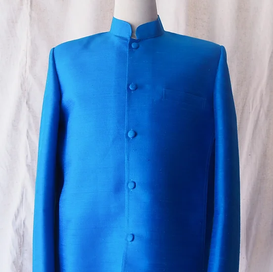 เสื้อสูทซาฟารี สูทคอจีน ทรงพระราชทาน ไหมแท้ สีฟ้า รหัส DM-CT03016610