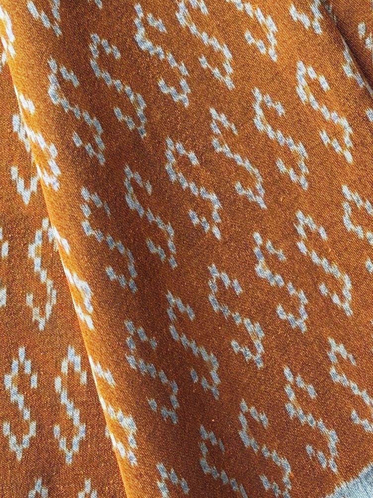 ซิ่น ผ้าไหมมัดหมี่ 3ตะกอ ขนาด 1x2 เมตร ลายขอพระราชทาน สีส้มทอง รหัส PCS-NY-11226817