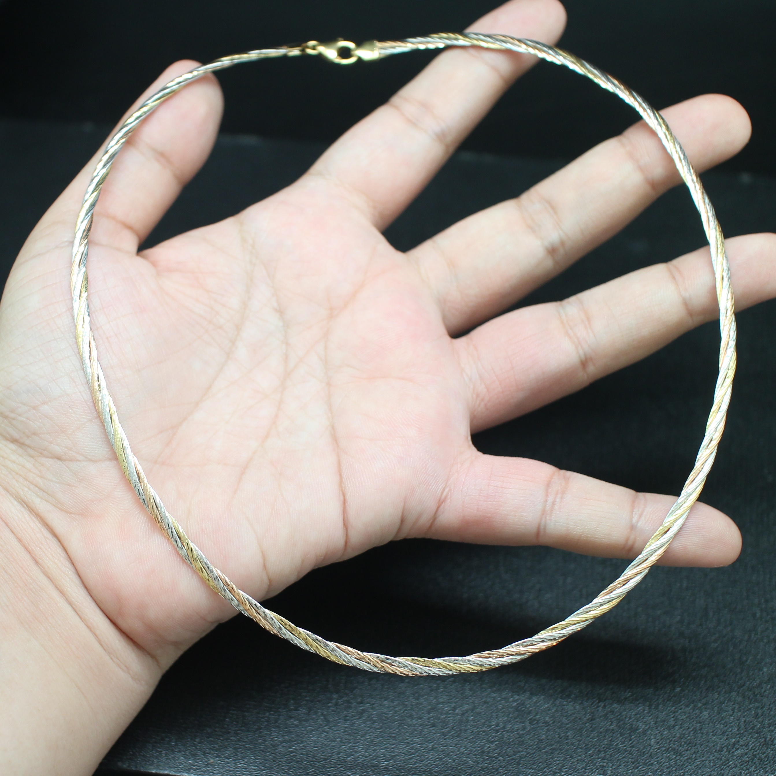 NL25144 สร้อยคอโช้คลายเปีย ทองแท้ 18k สามกษัตริย์ นน. 18.4 กรัม ยาว 17 นิ้ว