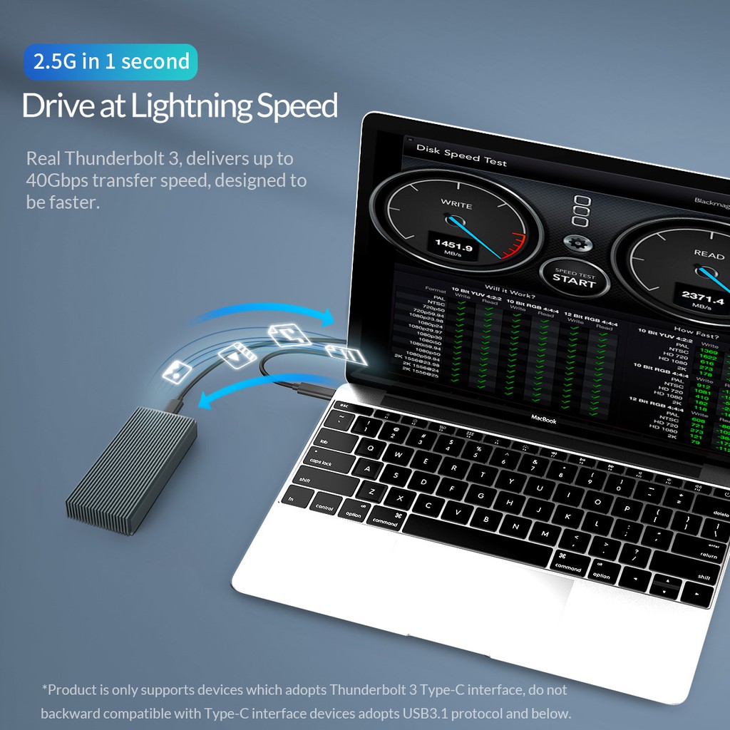 ORICO SCM2T3-G40 Thunderbolt 3 40Gbps NVME M.2 SSD Enclosure