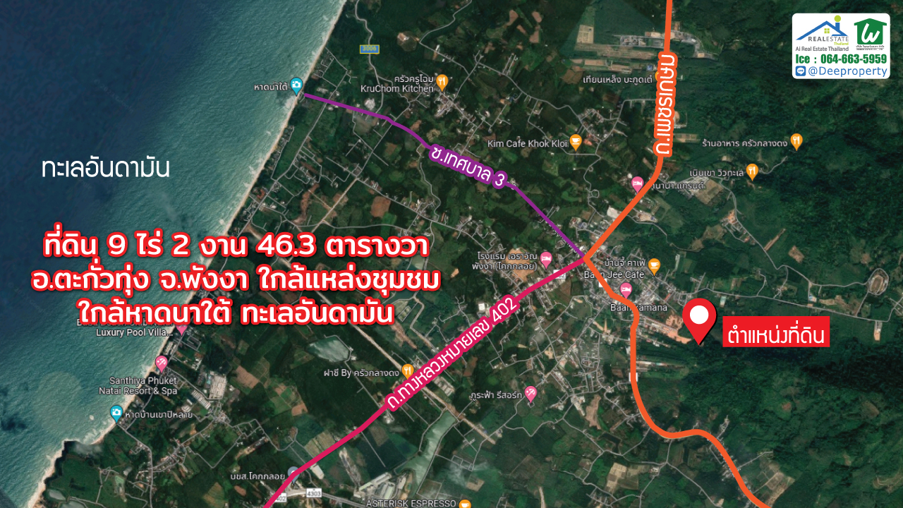 🏡ขายที่ดินพังงาซีวิว Sea View ขนาด 9-2-46.3ไร่ หลังเทศบาลโคกกลอย เข้าออกสะดวก ราคาถูก