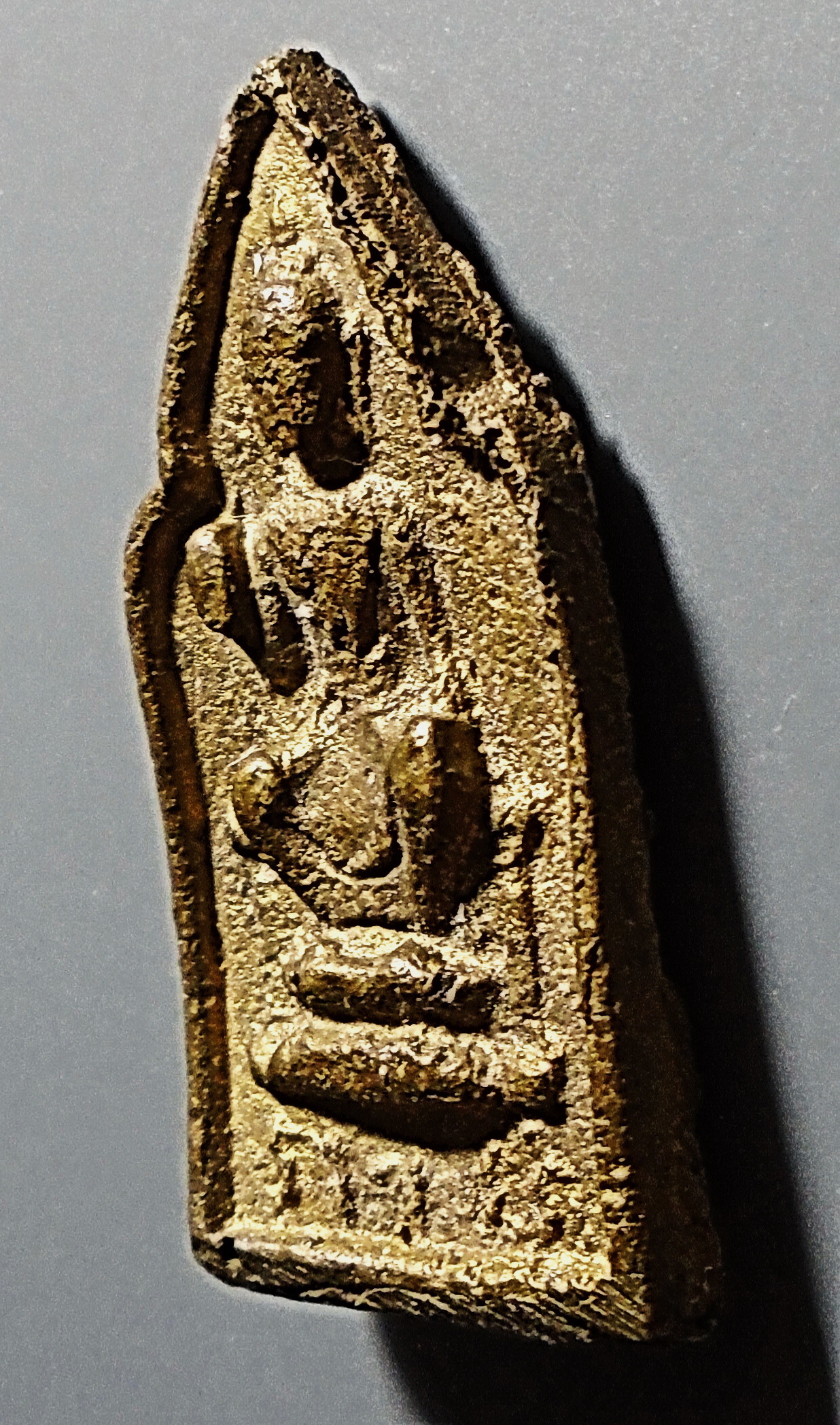 เหรียญหล่อพระประทานพรห้าเหลี่ยม หลวงพ่อศิลาขาว ปี 2485 วัดพระปฐมเจดีย์ฯ นครปฐม