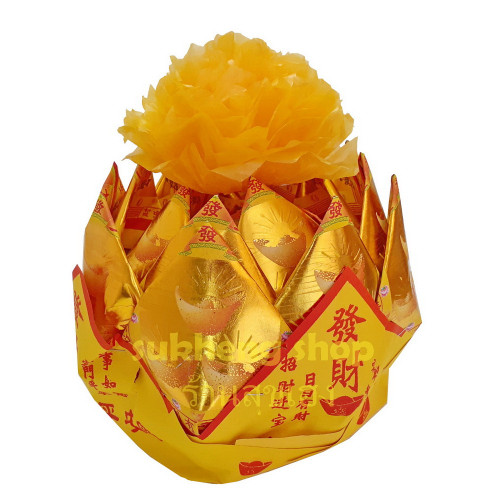 กระดาษเงินทองพับดอกบัว สำหรับไหว้เจ้า ขนาด 22 cm.