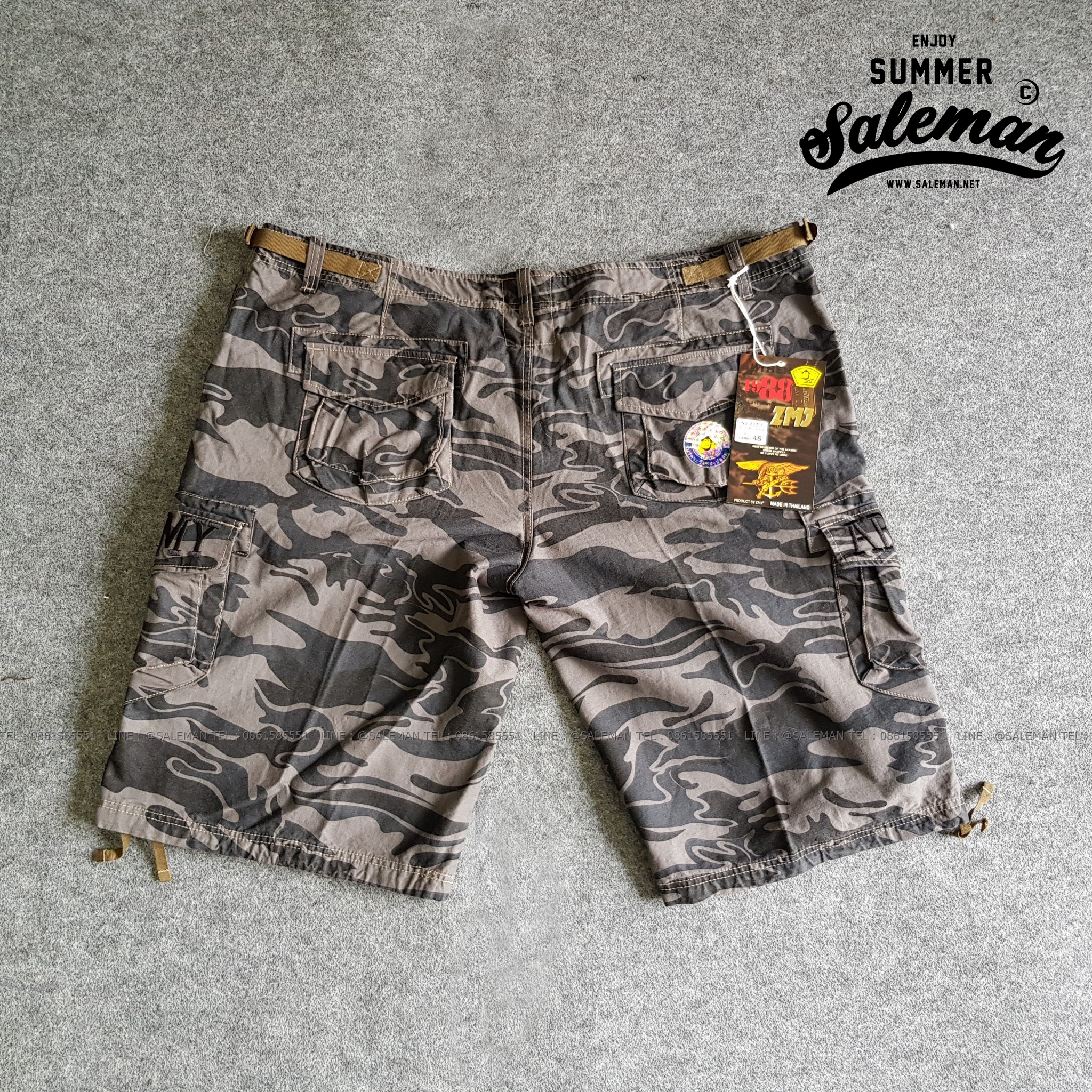 กางเกงขาสั้น รุ่น camo shorts สีลายพรางเทา