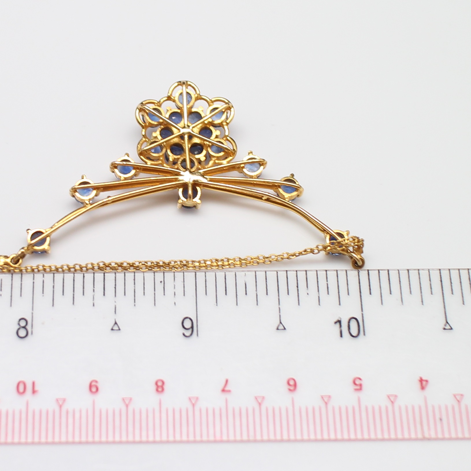 NL25023 สร้อยคอไพลินเจียรไน ทองแท้ 96.5% นน.รวม 11.6 กรัม ยาว 16-17 นิ้ว ไพลินสวย ไฟดี