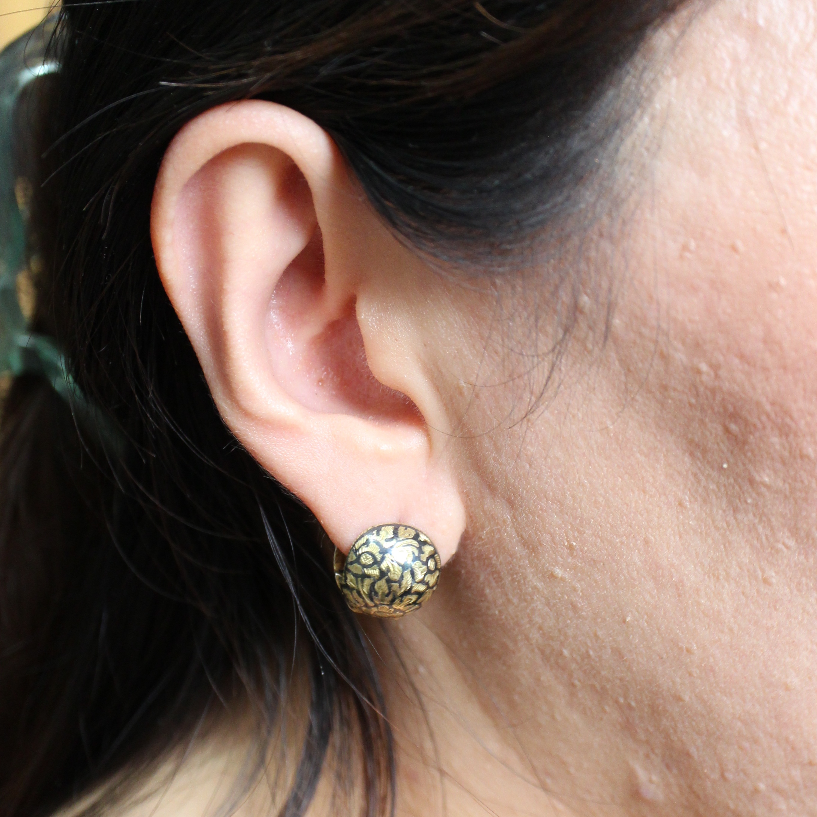 SI476 ต่างหูถมทองลูกงับ เงินแท้ 92.5% นน. 10.58 กรัม