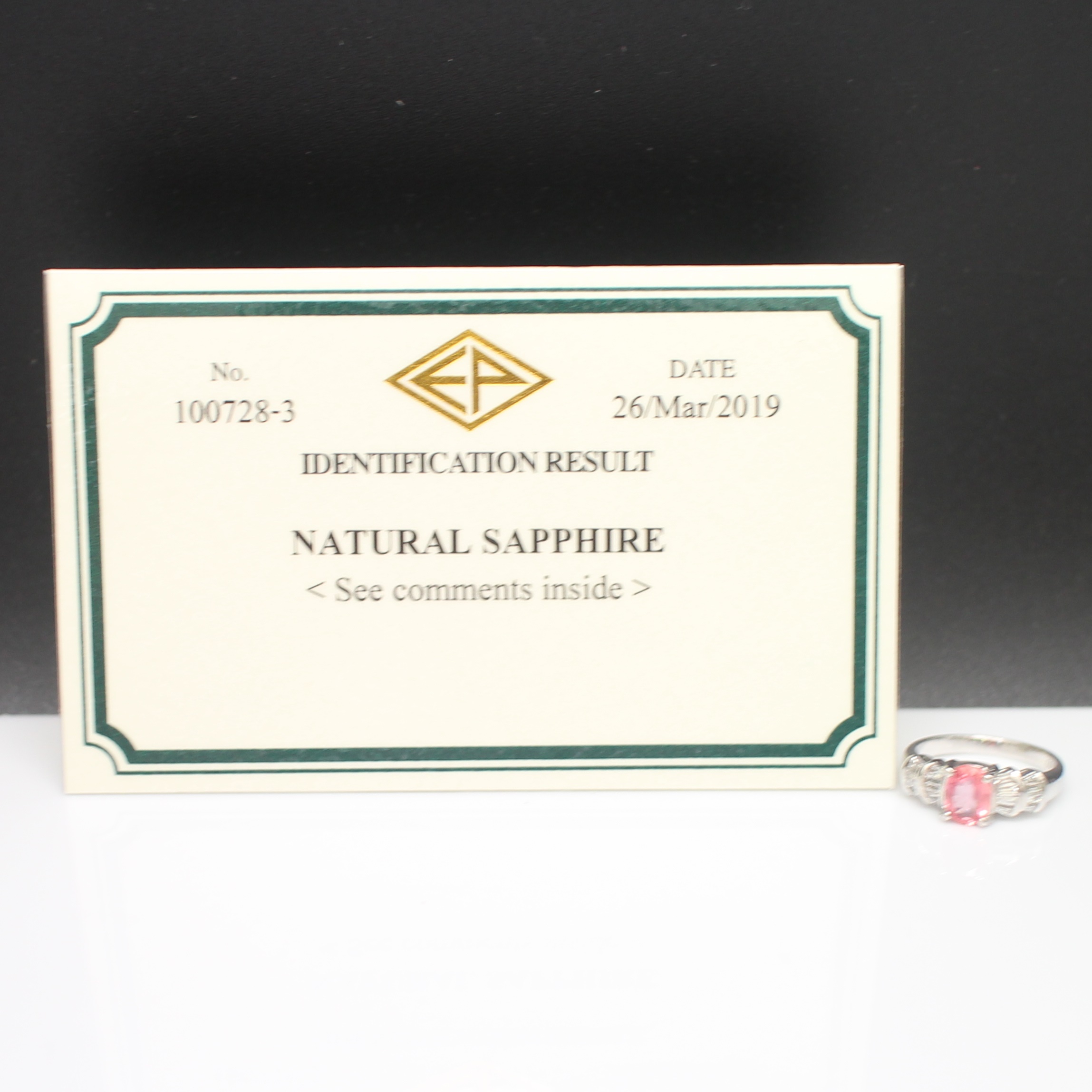 RG250317 แหวนพลอยบ่าข้างเพชร เพชรแท้ 0.40 กะรัต PT900 นน.รวม 4 กรัม ขนาดแหวน 47 มีใบเซอร์ EMIL