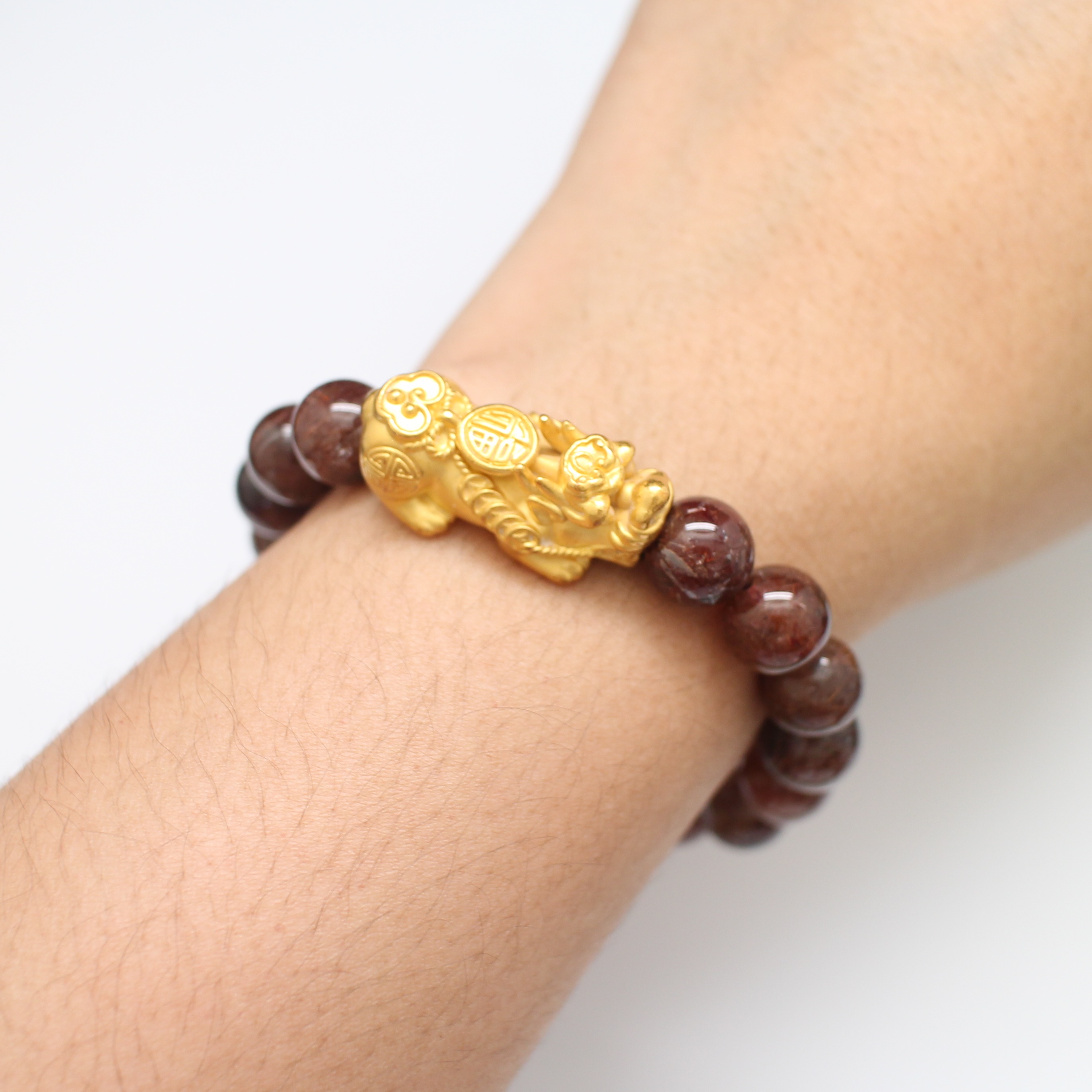 BL25159 สร้อยข้อมือปี่เซี๊ยะร้อยไหมทอง ปีเซี๊ยะทองแท้ 99.99% นน.รวม 30 กรัม ฟรีไซส์