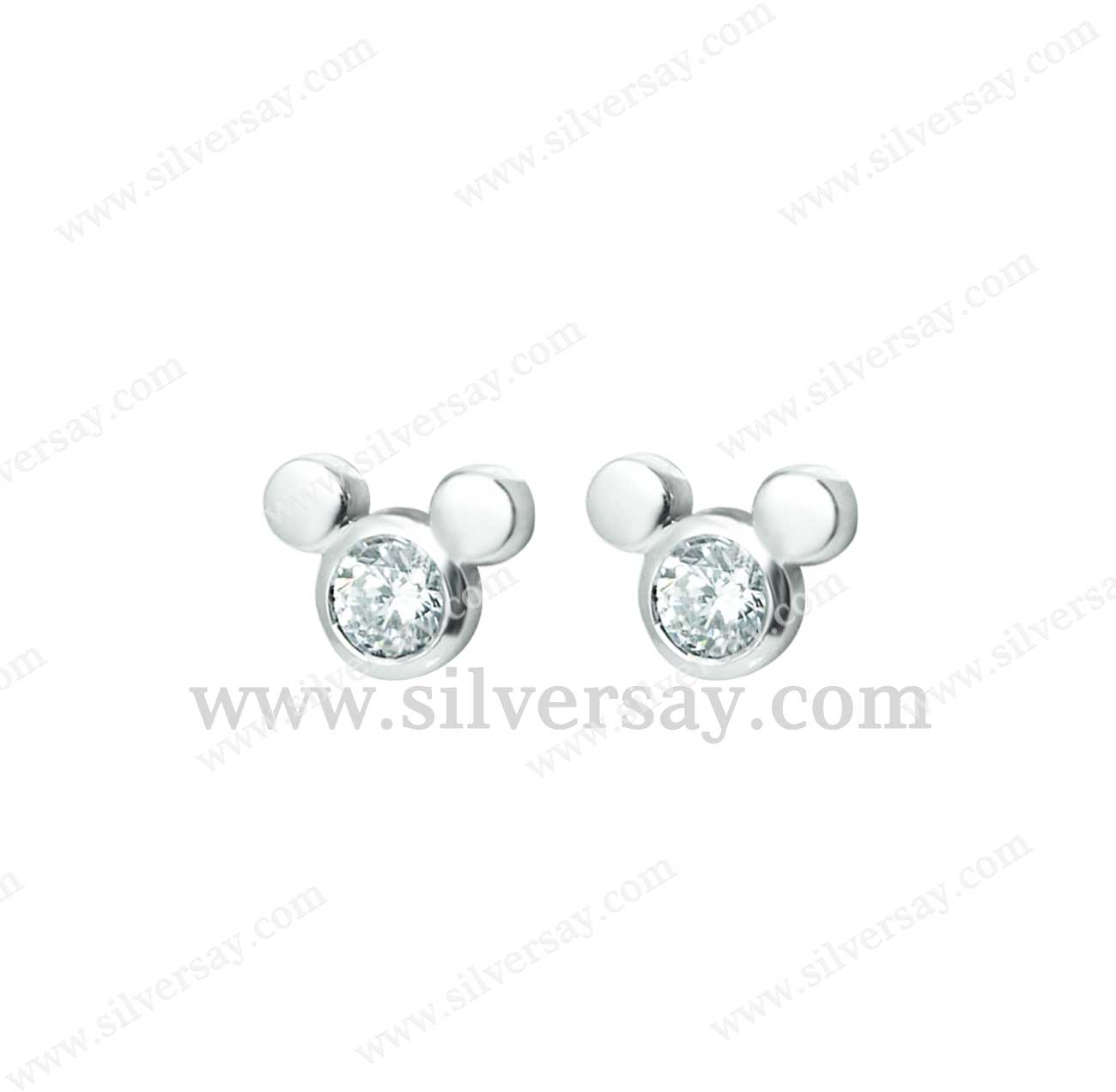 ต่างหูมิกกี้เม้าส์ Mickey Mouse ฝังเพชรสวิส/ไซส์ L