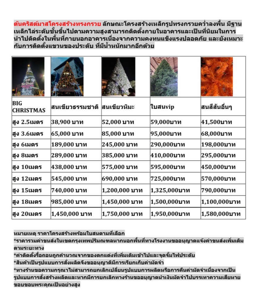 รวบรวมราคาต้นคริสต์มาสปลอมทรงกรวยใบสนสวยๆที่นี่