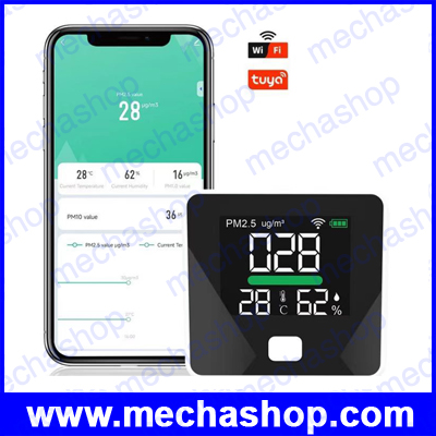 เครื่องวัดคุณภาพอากาศ 3-in-1 Digital Air Quality tester meter PM2.5 Temp and Humidity Support monitor for Tuya Smart App Android and IOS