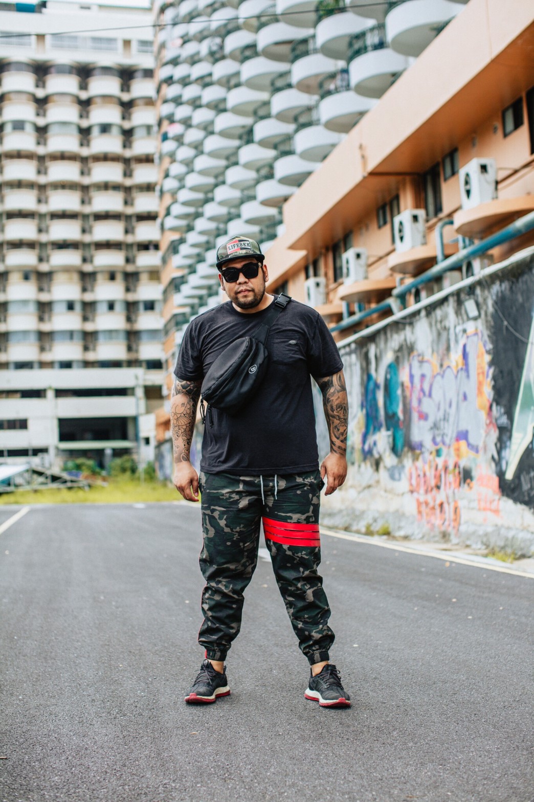 กางเกง Jogger ขาจั๊ม พรีเมี่ยม ผ้าCotton รหัส ขายาว SST 641 RR TAX ทหารแถบแดง