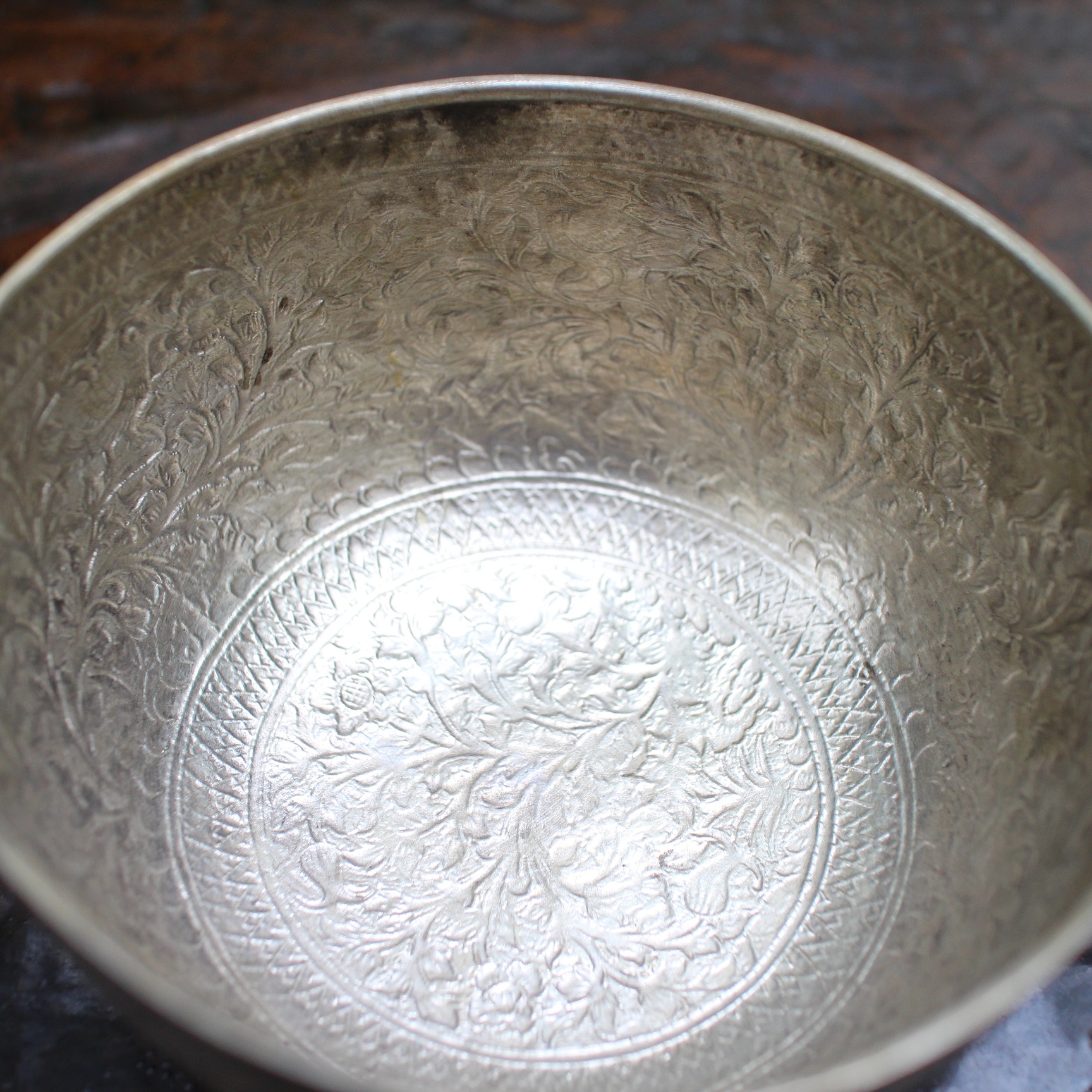 SI270 ขันเงินลายนกไม้ เงินแท้ 92.5 % นน. 237.5 กรัม เส้นผ้านศูนย์กลาง 5.7 นิ้ว