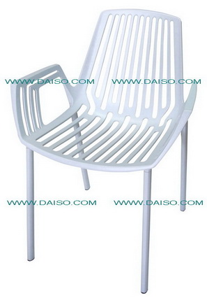 เก้าอี้อลูมิเนียมโมเดิร์นสไตล์มีท้าวแขนซ้อนได้สีขาว