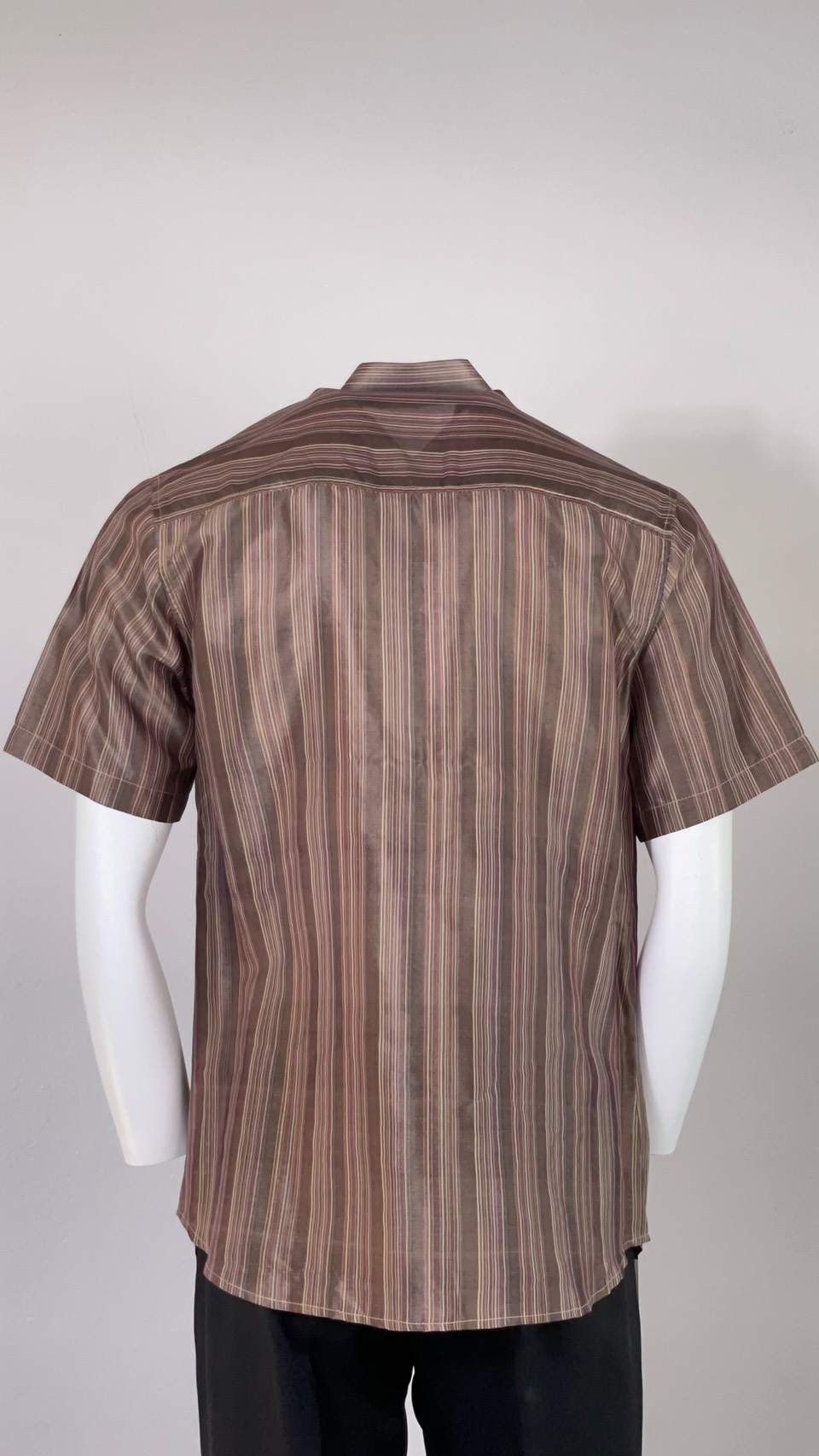 เสื้อเชิ้ต แขนสั้น ผ้าไหมลายริ้ว ไหมแท้ | เลือกไซส์ | เลือกสีผ้า รหัส DK-AA-11136830