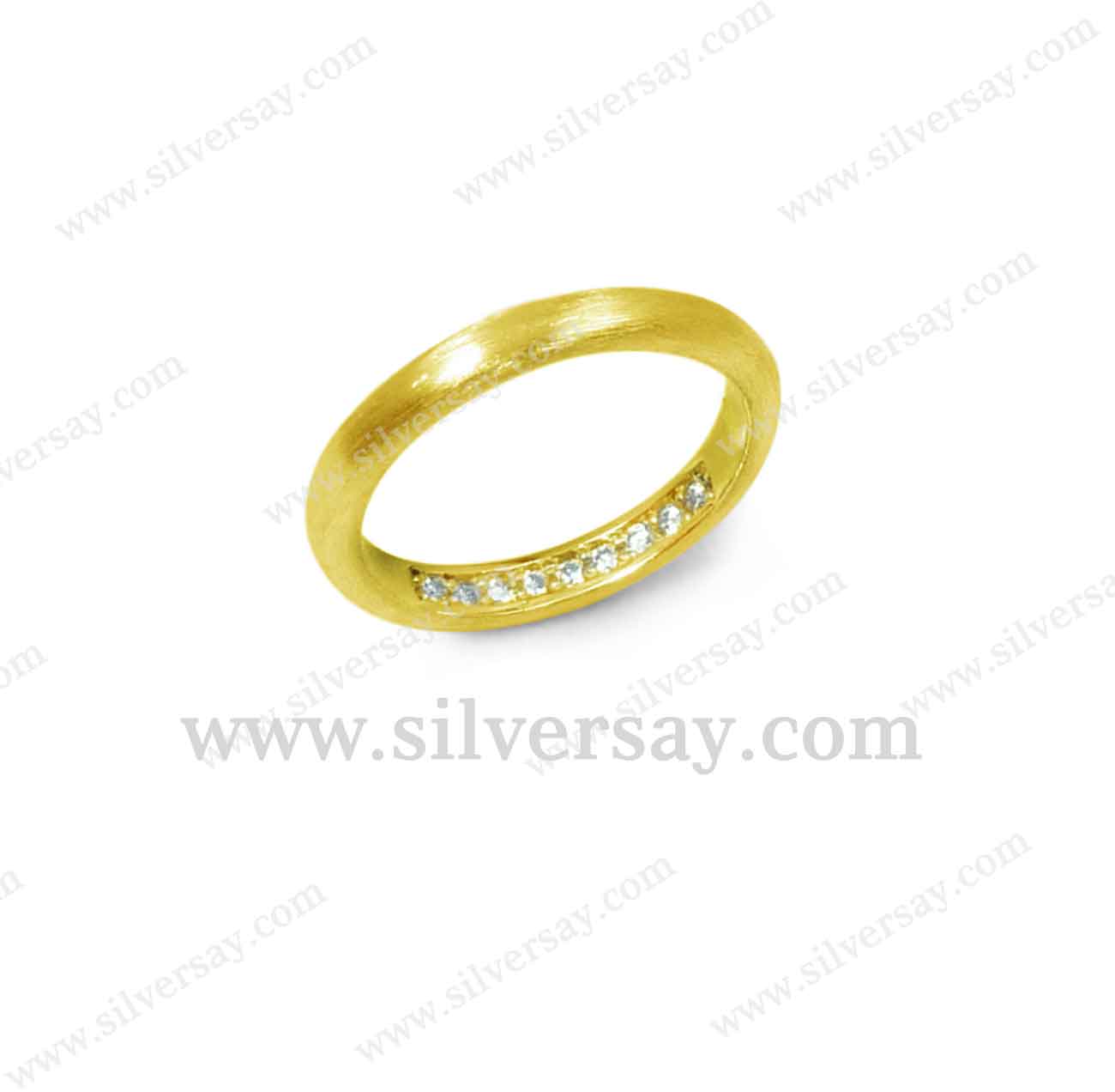แหวนแก้เคล็ดซ่อนเพชรเก้าเม็ด/คลาสสิค-วงบาง/แลขนแมว/สีทองคำ22k