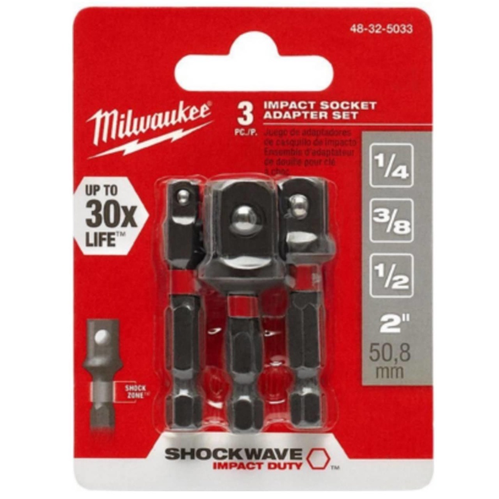 Milwaukee 48-32-503x อะแดปเตอร์หัวบล็อก แกนหกเหลี่ยม 1/4, 3/8, 1/2 นิ้ว มิลวอคกี้