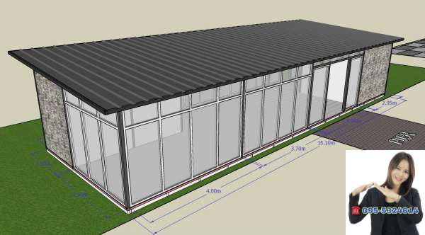 ออฟฟิศสำเร็จรูป ล็อบบี้โรงแรม ขนาด 5.00x15.00 เมตร