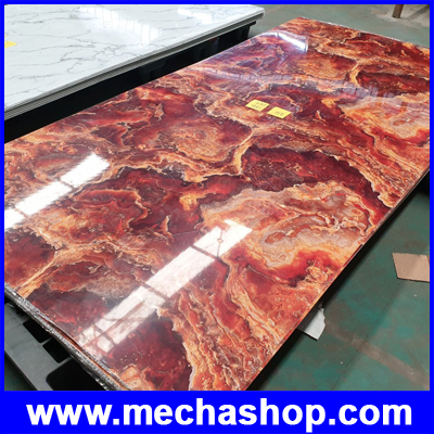 UV Marble Board แผ่นลายหินอ่อน ไม้เทียม แผ่นหินเทียม หินวีเนียร์ ตกแต่งบ้าน ตกแต่งผนัง รุ่น KL8047 Size: W1220mm * L2440mm* 2.5mm Material: Pvc Resin & Calcium Powder