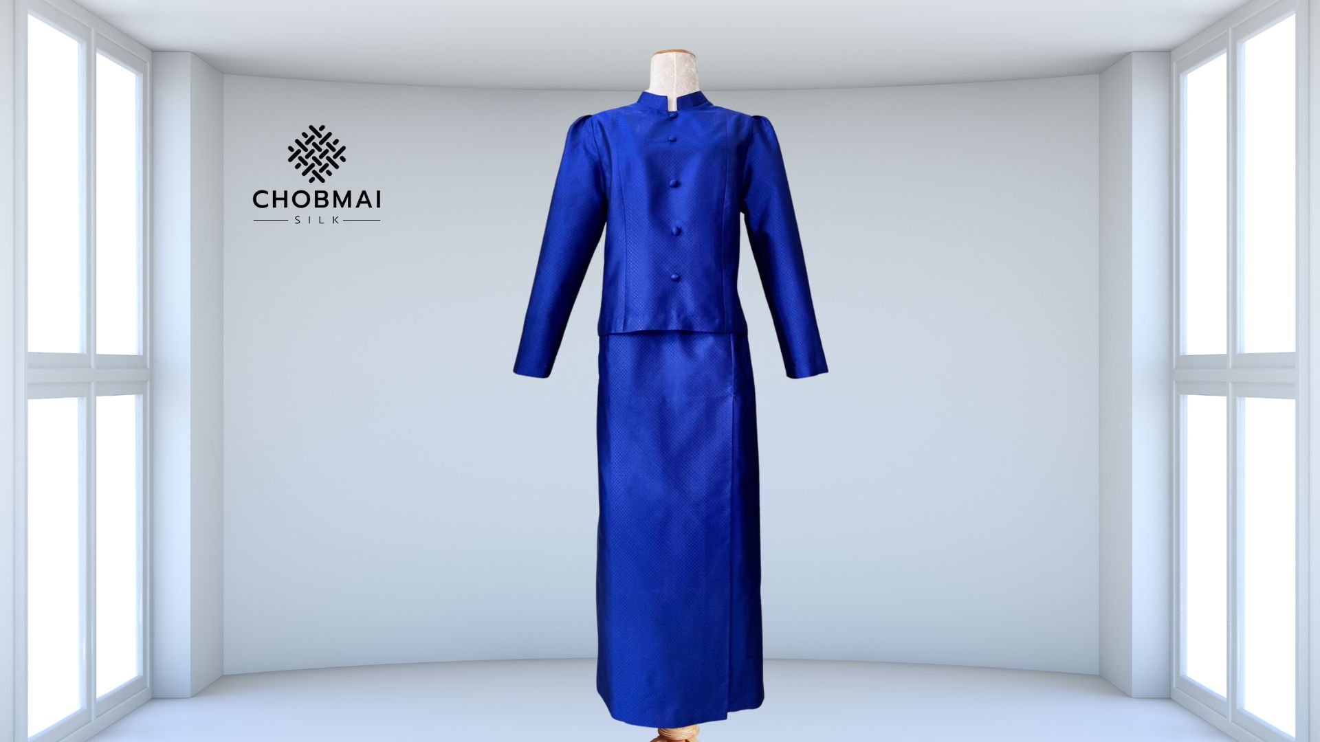 แบบตัดชุด แยกชิ้น เสื้อ+กระโปรง ชุดไทยจิตรลดา ผ้าไหม (ไม่รวมผ้า) รหัส CUT-ST002